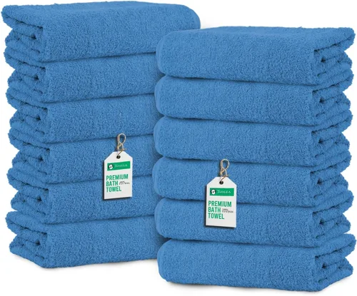 Vista 15 de Toallas de baño_Paquete de 12 toallas de baño beige (paquete de 12, 27 pulgadas de ancho x 54 pulgadas de largo), color beige, toalla de algodón