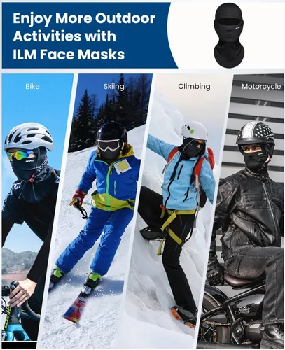 Vista 5 de ILM Motorcycle Balaclava Face Mask Adult Youth for Ski Model FM01