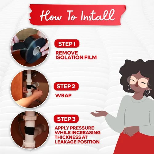 Vista 5 de XFasten - Cinta de silicona autofusible de 1 pulgada x 10 pies, de fontanería, cinta impermeable de sellado de fugas, goma gruesa para tuberías