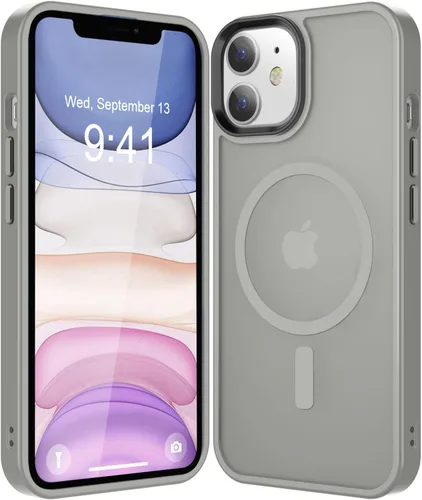 Vista 58 de Fuerte magnético para iPhone 11, compatible con Magsafe, [resistente a caídas de 13 pies] Funda trasera translúcida mate con sensación de piel