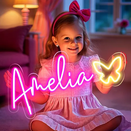 Vista 10 de Letrero de neón personalizado, letrero de nombre de neón personalizable para decoración de pared, regalos de cumpleaños de Navidad para niñas
