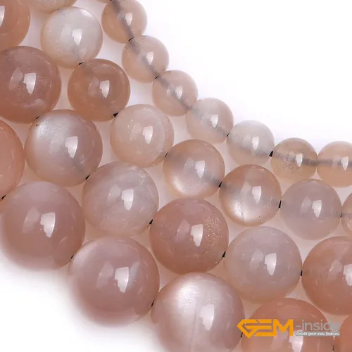 Vista 5 de Gem-Inside - Cuentas redondas sueltas de piedra lunar gris arcoíris de 0.315 in para fabricación de joyas, 15 pulgadas