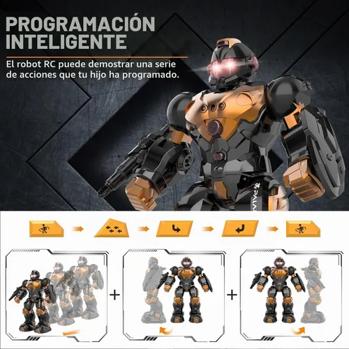 Vista 4 de STEMTRON Juguetes Robot para Niños, Robot de Control Remoto Programable con Detección Inteligente de Gestos, Recarga, Modo de Canto y Baile, Marrón