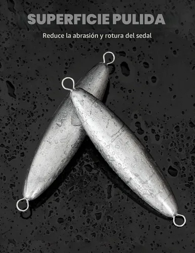 Vista 5 de BLUEWING Torpedo Plomada de Alambre Peso de Pesca para Agua Salada Plomo Bala Anillo Doble 2oz-48oz
