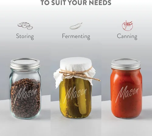 Vista 9 de Paksh - Tarros Mason de boca ancha de 32 onzas, tarros Mason con tapas, paquete de 2 32 oz mason jars, glass quart mason jars wide mouth with