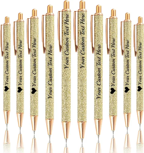 Vista 59 de Bolígrafos de purpurina personalizados con nombre impreso, bolígrafo personalizado con barril de metal, retráctil, bonito y elegante, regalos