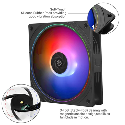 Vista 10 de Thermalright TL-S12-S X3 Ventilador de CPU de 120mm ARGB para Caja con Efecto de Iluminación ARGB, Ventilador de Computadora Silencioso PWM para PC
