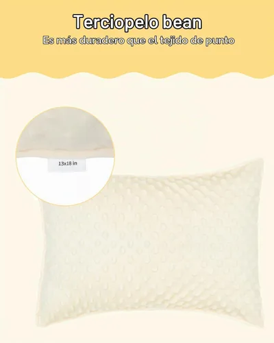 Vista 2 de ALVA BABY - Funda de almohada para niños pequeños de 13 x 18 pulgadas o 12 Bean Velvet-beige