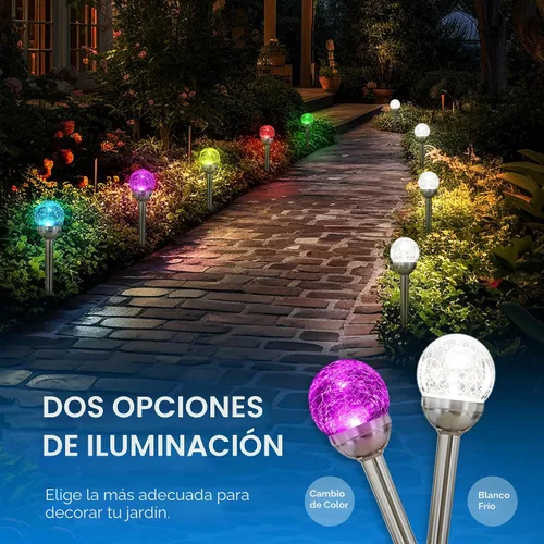 Vista 4 de Solpex - Luces solares de jardín para exteriores, paquete de 3 unidades, multicolor, cambio de color y blanco, 2 modos, bola de vidrio alimentada