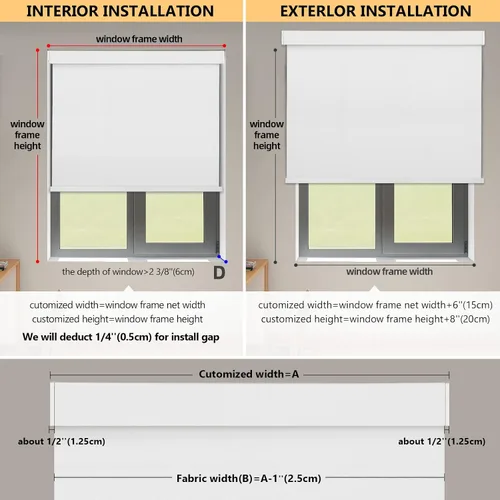 Vista 6 de ACMEART Persianas opacas motorizadas para ventanas, persianas enrollables eléctricas recargables con control remoto, persianas inteligentes que