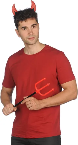 Vista 5 de Funcredible Devil Horns And Pitchfork - Devil Costume Accessories Set - Glitter Devil Ears Headband