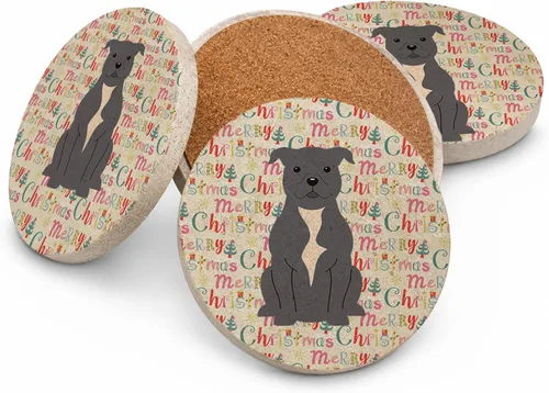 Vista 228 de Abyssinian Sand Terrier Merry Christmas - Posavasos grandes de piedra arenisca (4 unidades)
