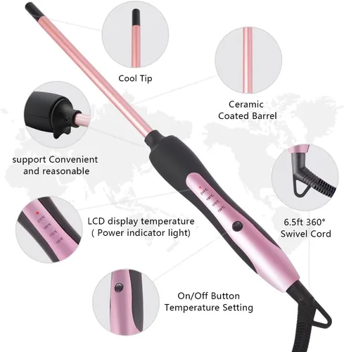 Vista 2 de Varita rizadora pequeña de 3/8 pulgadas para cabello corto y largo