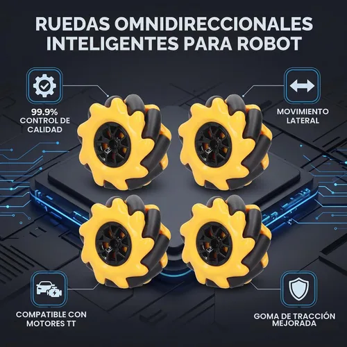 Vista 5 de Mecanum Wheel Robot Kit con ruedas omnidireccionales de 2.362 in para proyectos STEM de motor TT Construir autos inteligentes y robots