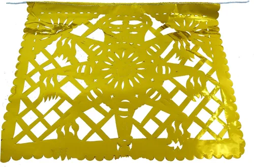 Vista 9 de Paquete de 2 pancartas de papel picado metálico de 16 pies, decoraciones mexicanas auténticas artesanales, hechas a mano, papel picado, Navidad