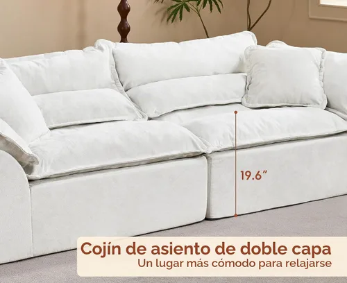 Vista 6 de Hobestluk Sofá modular de 104 pulgadas, sofá modular de 3 plazas, sofá sin hueso, sofá nube con cojín extraíble, sofás modulares seccionales