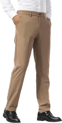 Vista 13 de Plaid&Plain - Pantalones chinos, a los tobillos de corte ajustado, elásticos, color caqui, para hombre
