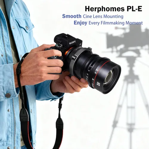 Vista 3 de Adaptador PL-E para lente PL Cine a Sony E/NEX, soporte de latón, base de trípode, 2 tapas