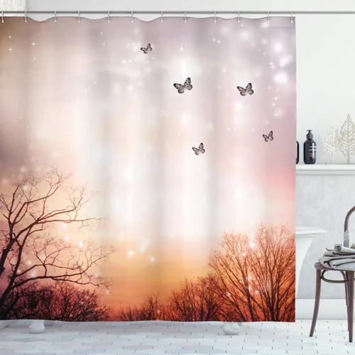Vista 32 de Ambesonne Decor Collection cortina para regadera de baño de poliéster