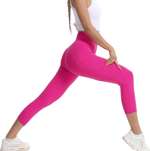 Vista 6 de Kcutteyg Pantalones de yoga para mujer, con bolsillos, leggings de cintura alta, para entrenamiento, deportes, correr, pantalones deportivos