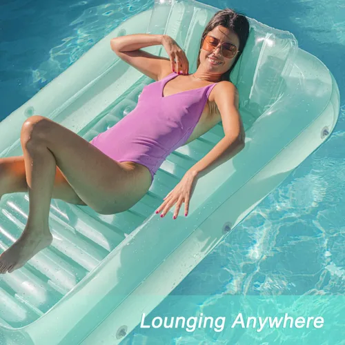 Vista 4 de Float Joy Tanning Pool Floats Adult Inflatable Tanning Bed for Backyard Lake Floats Tanning Pool Lounger Sunbathing Pool