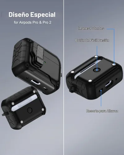 Vista 9 de Lerobo - Funda para AirPod Pro 2ª/1ª con bloqueo seguro compatible con Magsafe B-Negro