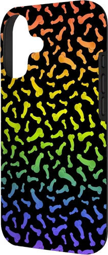 Vista 2 de Funda negra con diseño de pene o polla arcoíris para iPhone 17
