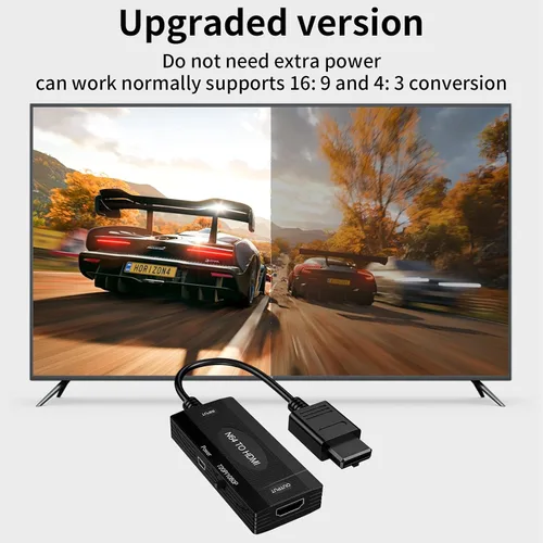 Vista 2 de Adaptador convertidor N64 a HDMI, adaptador HDMI para N64SNESNGCSFC con cable compatible con conversión 16 943, Nintendo 64 a HDM, compatible