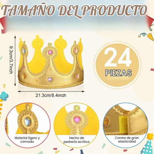 Vista 2 de Yaomiao 44 coronas de espuma de cumpleaños para niños, tiaras de princesa, sombrero de rey, kits de calcomanías de diamantes a granel