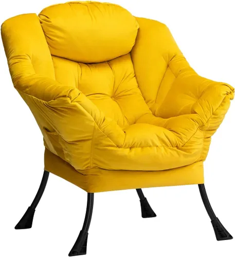 Vista 50 de HollyHOME Silla perezosa con otomana plegable, sillón cómodo y reposapiés plegable, sofá de ocio silla de lectura y reposapiés para sala de estar