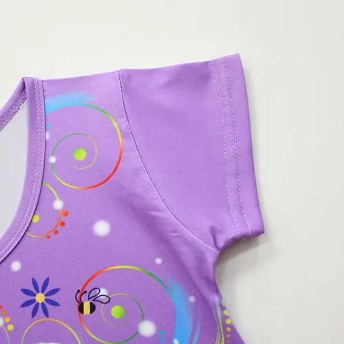 Vista 6 de YODISON Vestido de fiesta de princesa para niñas, vestido de Halloween con bolsa, morado (43.3 in3T-4T)
