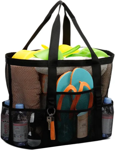 Vista 2 de Bolsas grandes de malla para juguetes de arena, viajes familiares, comestibles, compras reutilizables