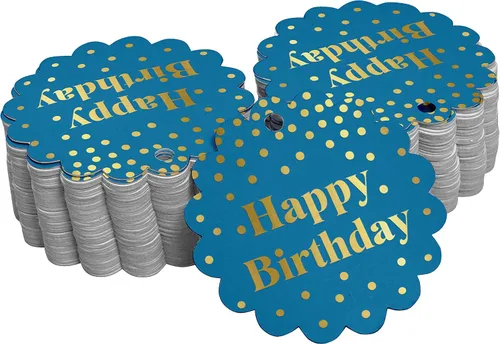 Vista 61 de Etiquetas de papel para colgar con texto en inglés «Happy Birthday» (50 unidades)