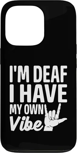 Vista 10 de Funda para iPhone 17 con texto en inglés «Sordo» con texto en inglés «Sordo» con texto «I'm Deaf. I Have My Own Vibe»