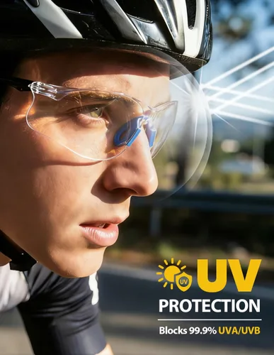 Vista 18 de Paquete de 3 lentes de seguridad tintados ámbar: lente de policarbonato antiarañazos con certificación ANSI Z87.1, protección UV para construcción
