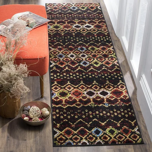 Vista 28 de SAFAVIEH Amsterdam Collection Alfombra Decorativa - 2.3 pies x 4 pies, Negro & Multi, Diseño Marroquí Bohemio, Sin Desprendimiento y Fácil Cuidado