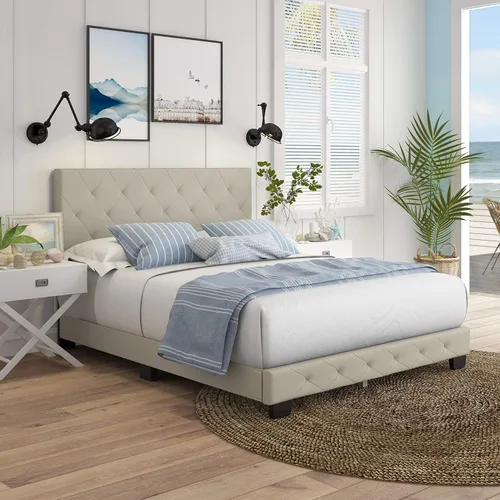 Vista 14 de Boyd Sleep Pisa - Base de cama de terciopelo azul tamaño Queen totalmente tapizada con cabecero ajustable, no requiere somier, fácil montaje, sin