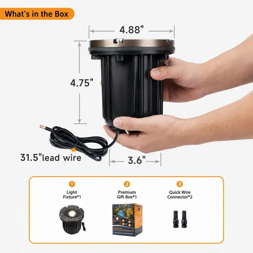 Vista 8 de Gardenreet Luz de pozo de latón - Iluminación de paisaje impermeable para exteriores de 12V LED enterrada, lámpara de bajo voltaje con bombilla