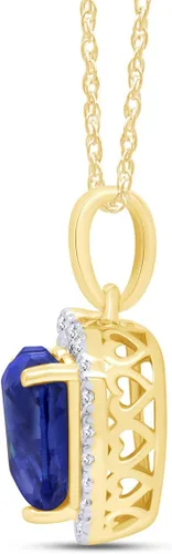 Vista 3 de Corazón simulado zafiro azul & blanco Topacio CZ Collar con Colgante