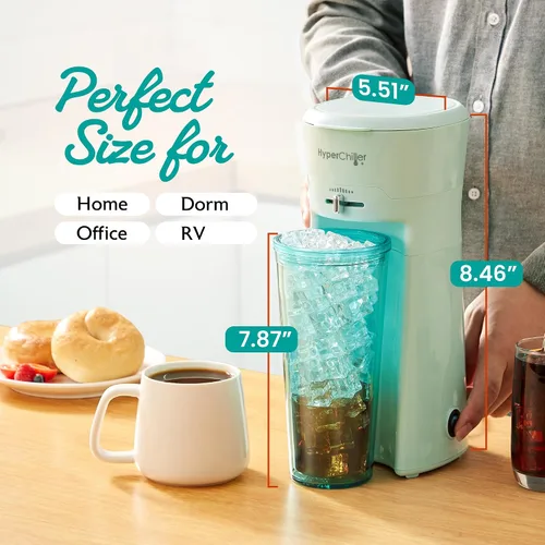 Vista 5 de Elite Gourmet HyperChiller EHC824 - Cafetera helada y caliente, color menta Adjustable flow/strength lever - includes 20oz tumbler, reusable