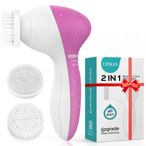 Vista 10 de COSLUS Cepillo de Limpieza Facial de Silicona: Dispositivo de Masaje Exfoliante Eléctrico 2 en 1 FBS-D, a prueba de agua, limpieza profunda