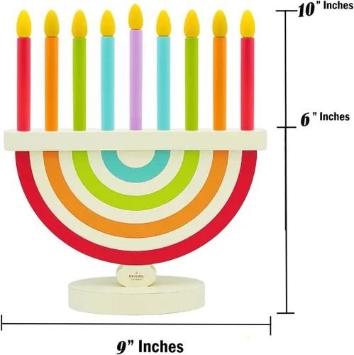 Vista 3 de Paquete de 2 menorá de Janucá de madera para niños con velas extraíbles