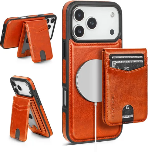 Vista 13 de SkyEagle - Funda tipo cartera compatible con MagSafe para iPhone 11, color negro Detachable Magnetic Credit Card Holder,RFID Blocking,PU