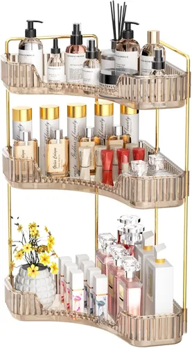 Vista 11 de GTI Organizador de maquillaje de 2 niveles, organizador de encimera de baño de gran capacidad, organizador de perfumes, cosméticos para el cuidado