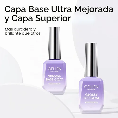 Vista 2 de GELLEN - Capa superior de gel y capa base, se necesita lámpara LED UV 01-Capa base y capa superior
