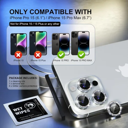 Vista 298 de Choiche Compatible para iPhone 16 Pro/iPhone 16 Pro Max Protector de Lente de Cámara, Vidrio Templado 9H Protector de Pantalla de Cubierta de Cámara