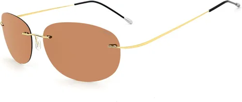 Vista 9 de RONSOU Gafas de sol polarizadas ultraligeras de titanio sin marco 1 lente gris marco gris
