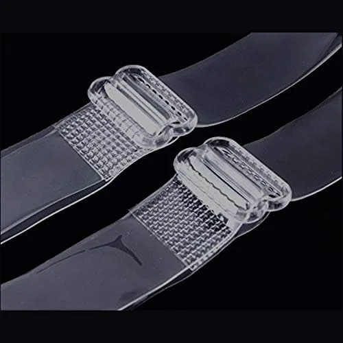 Vista 5 de Correa invisible transparente para brasier antideslizante, ajustable, suave, 2 pares de correas de hombro transparentes