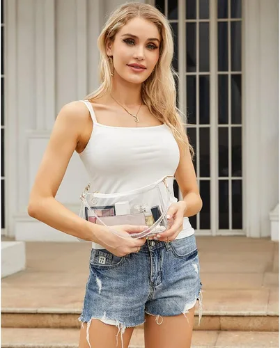 Vista 2 de LOXOMU Bolso transparente aprobado para estadios, bolso cruzado pequeño para mujer