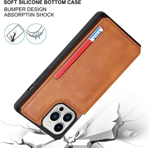 Vista 4 de Cavor Funda para iPhone 11 Pro Max con tarjetero, funda tipo cartera con tarjetero y tarjetero para iPhone 11ProMax, funda de piel sintética